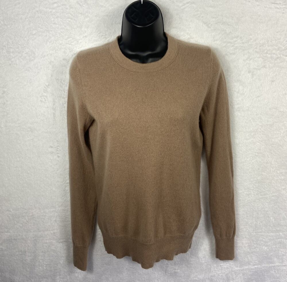Theory 100% Cashmere Sweater Women’s Beige Crewneck Quiet Luxury Old Money M
